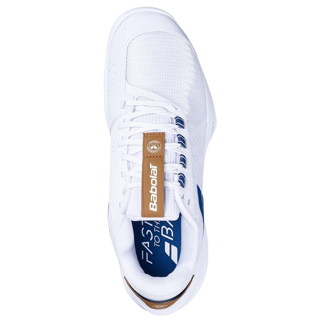 Men's Babolat JET TERE 2 ALL COURT WIMBELDON tennis shoes - white, blue navy – lightweight all-court tennis shoes for speed and agility