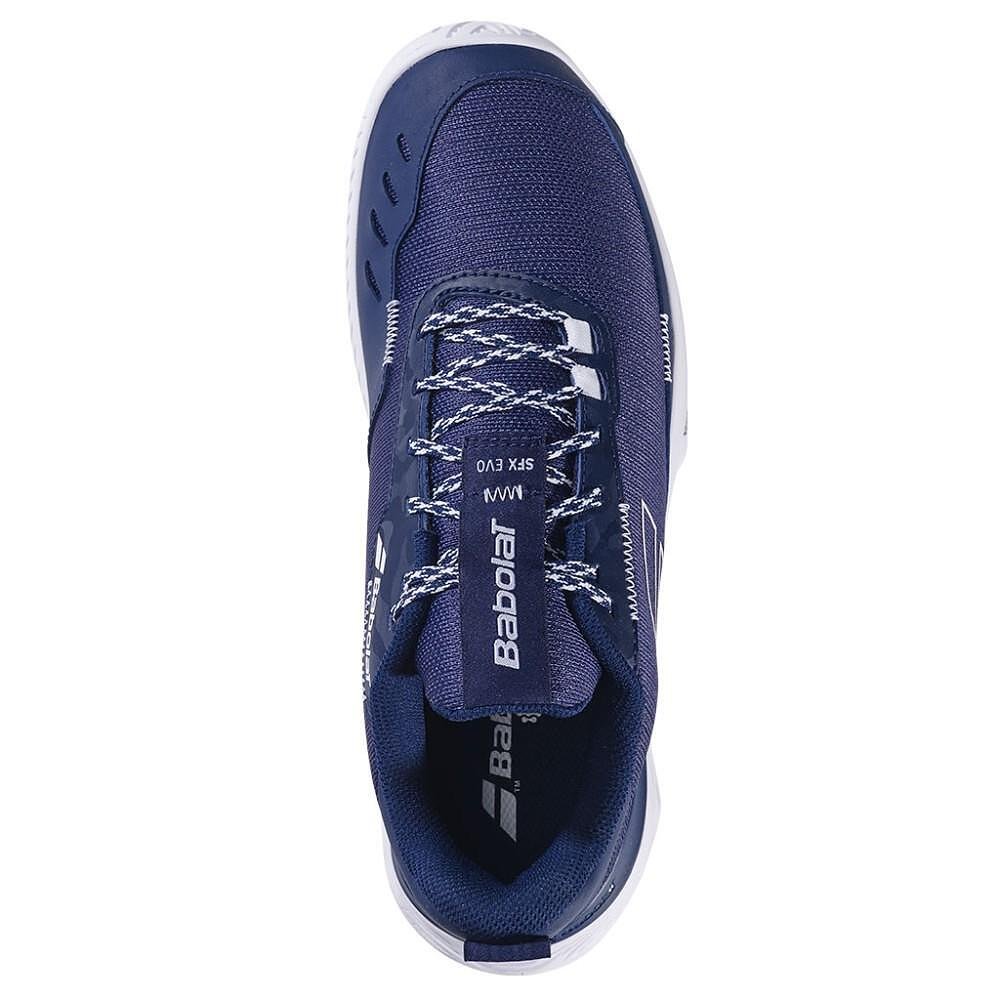Men's Babolat SFX EVO ALL COURT sneakers - dark blue, white for tennis and all courts, comfortable and durable.