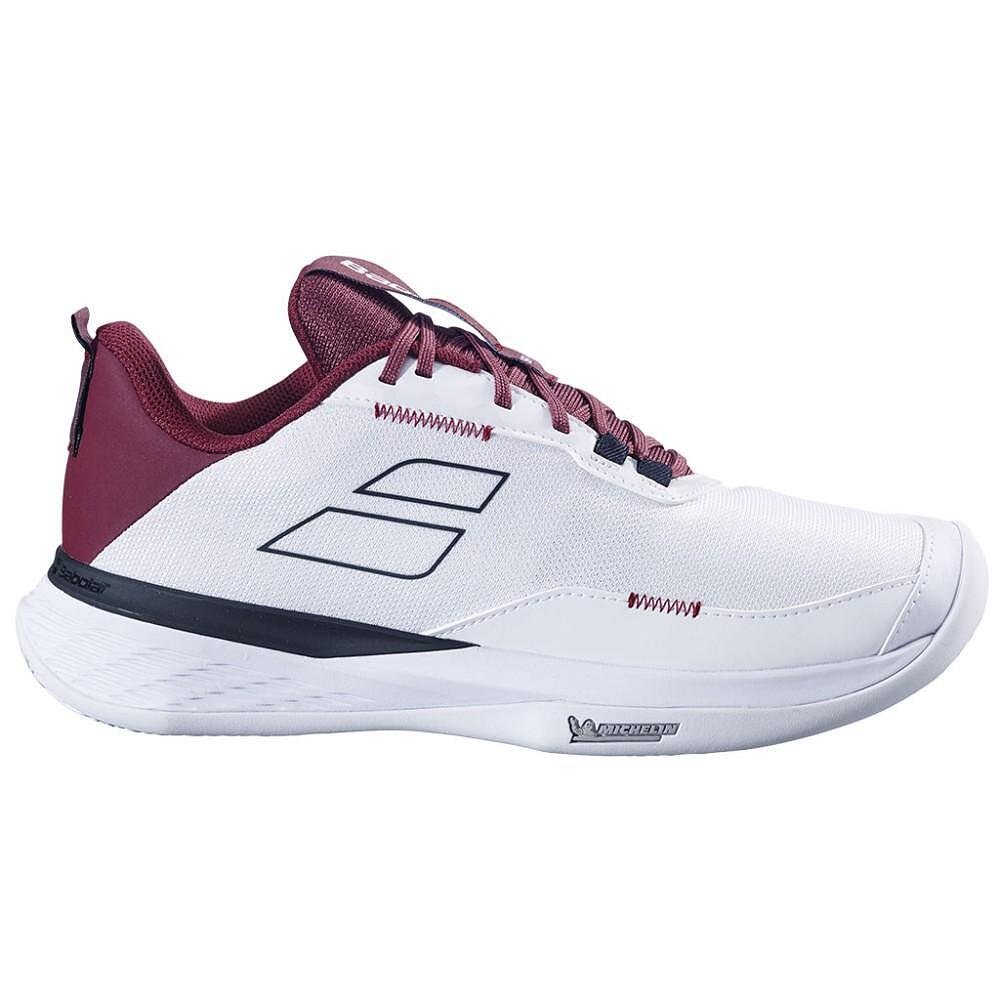 Men's Babolat SFX EVO CLAY shoes - white, port royale – comfortable tennis shoes with modern comfort and stability.