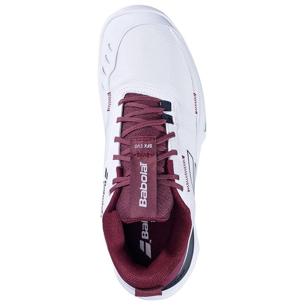 Men's Babolat SFX EVO CLAY shoes - white, port royale – comfortable Babolat tennis shoes for clay courts.
