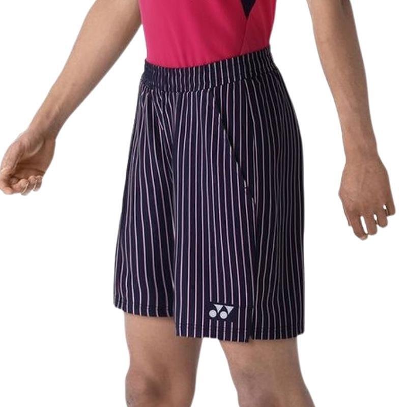 Men's Yonex 15135 Pink Rose Roland Garros shorts with vertical stripes for comfort and freedom of movement