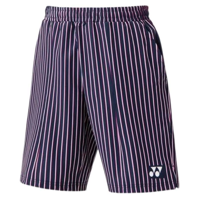Men's Yonex 15135 Pink Rose Roland Garros shorts, stylish tennis shorts with vertical stripes and comfort.