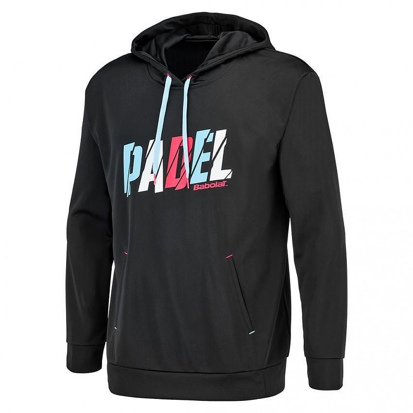 Hanorac bărbătesc Babolat PADEL HOOD BLACK pentru antrenamente de padel și confort pe vreme răcoroasă