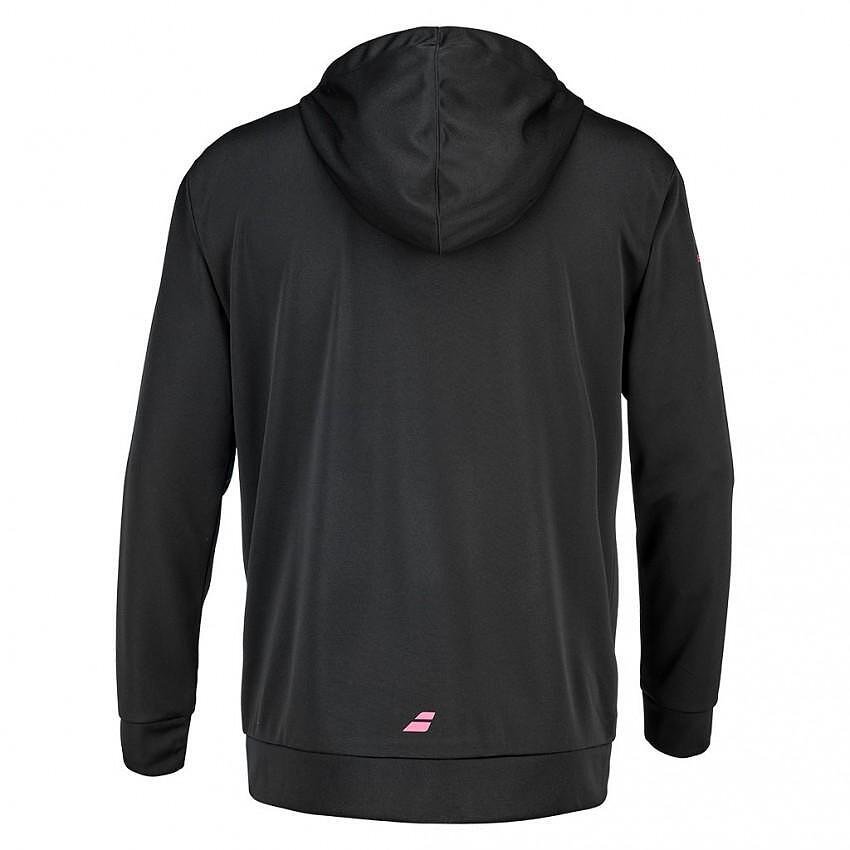 Hanorac bărbătesc Babolat PADEL HOOD BLACK, hanorac negru cu glugă pentru padel și confort la antrenamente