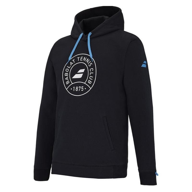 Hanorac bărbătesc Babolat EXERCISE HOOD - black, model negru pentru antrenamente de tenis și confort după meci