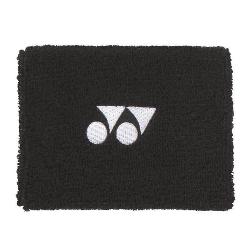 Накитник Yonex Wristband AC492 Black, черен спортен накитник за тренировка и мач с бяло лого