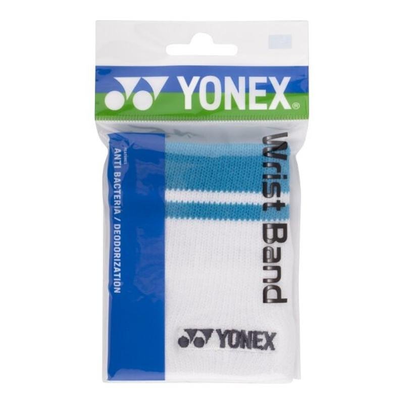 Накитник Yonex Wristband - white, cobalt blue за тенис и бадминтон – мек, удобен, бродирано лого Yonex