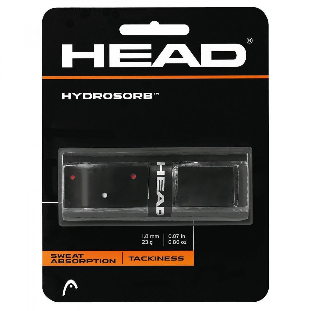 Основен грип HEAD HYDRO SORB - черен за тенис и падел ракети, абсорбиращ потта и осигуряващ стабилен захват