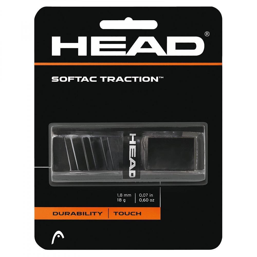 Основен грип HEAD SOFTAC TRACTION - черен за тенис ракети, падел ракети и ракети за падел, с добър захват и комфорт.