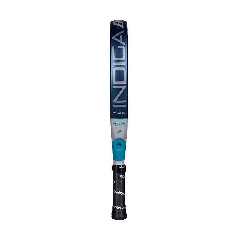Rachetă de padel Bullpadel Indiga Power 2026 cu formă de diamant, față Polyglass, nucleu SoftEva și ramă CarbonTube, destinată jucătorilor începători cu stil ofensiv.