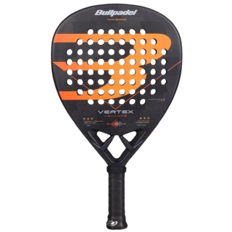 Padel racket BULLPADEL VERTEX ADVANCE– padel racket with a diamond shape, Fibrix surface, MultiEva core and CarbonTube carbon frame for powerful and stable play for advanced players.