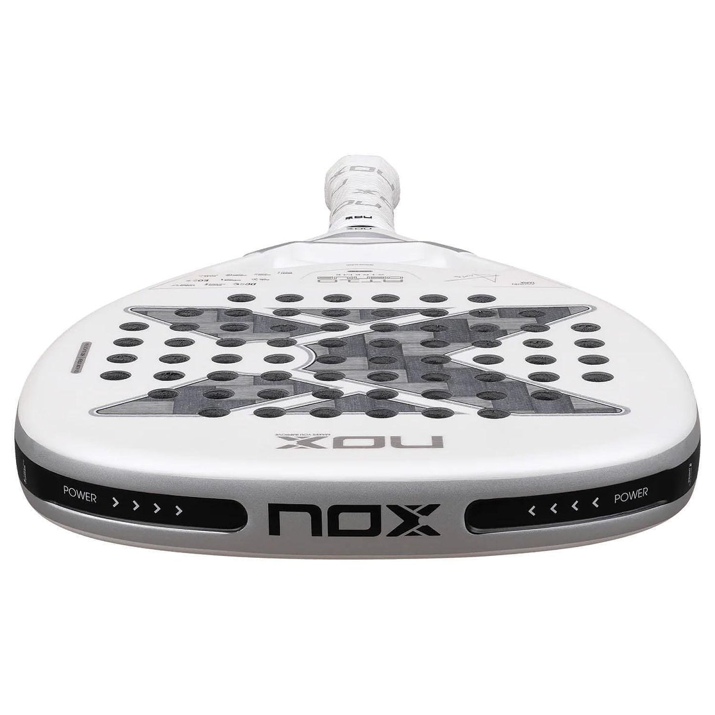 NOX AT10 Genius Attack 12K Alum XTREME padel racket with a diamond shape, carbon frame, and rough surface, designed for powerful, offensive play by advanced players.