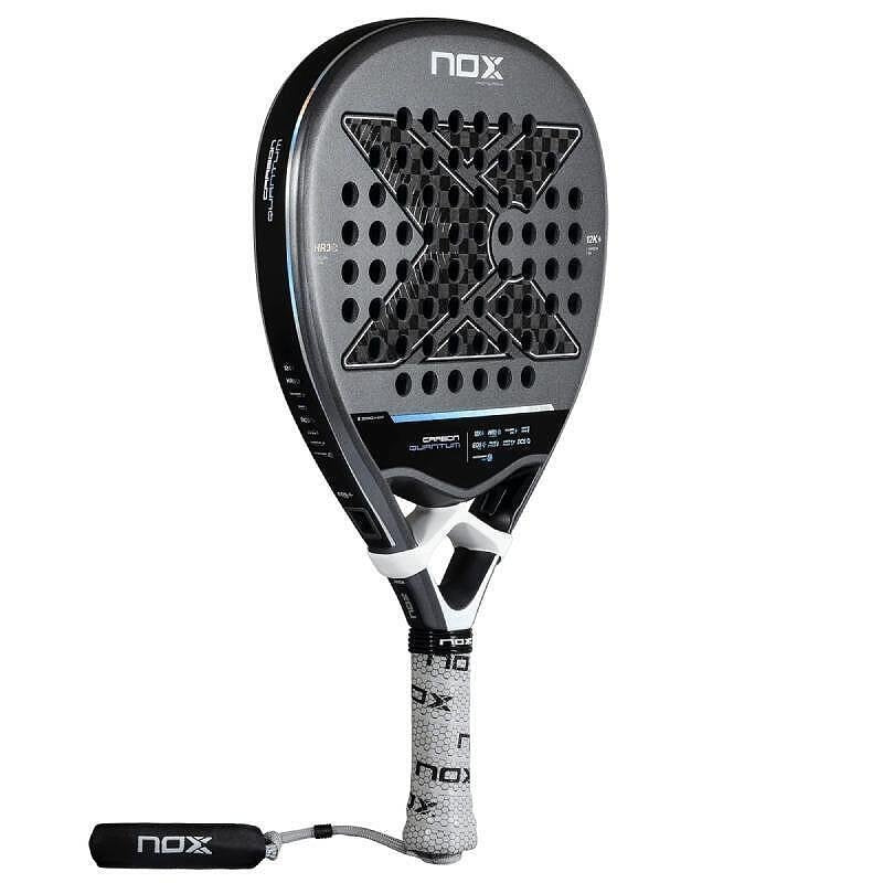 NOX Quantum 12K Carbon padel racket - side view with EOS Flap perforations