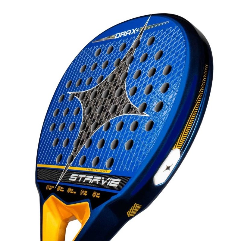 Padel racket Star Vie Drax +– professional padel racket with a hybrid shape, 15K Aluminized Carbon, Pro 50 EVA and Noene Inside for power, control and reduced vibrations.