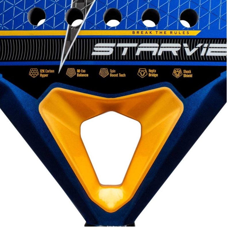 Padel racket Star Vie Drax +– professional padel racket with a hybrid shape, 15K Aluminized Carbon, Pro 50 EVA and Noene Inside for power, control and reduced vibrations.