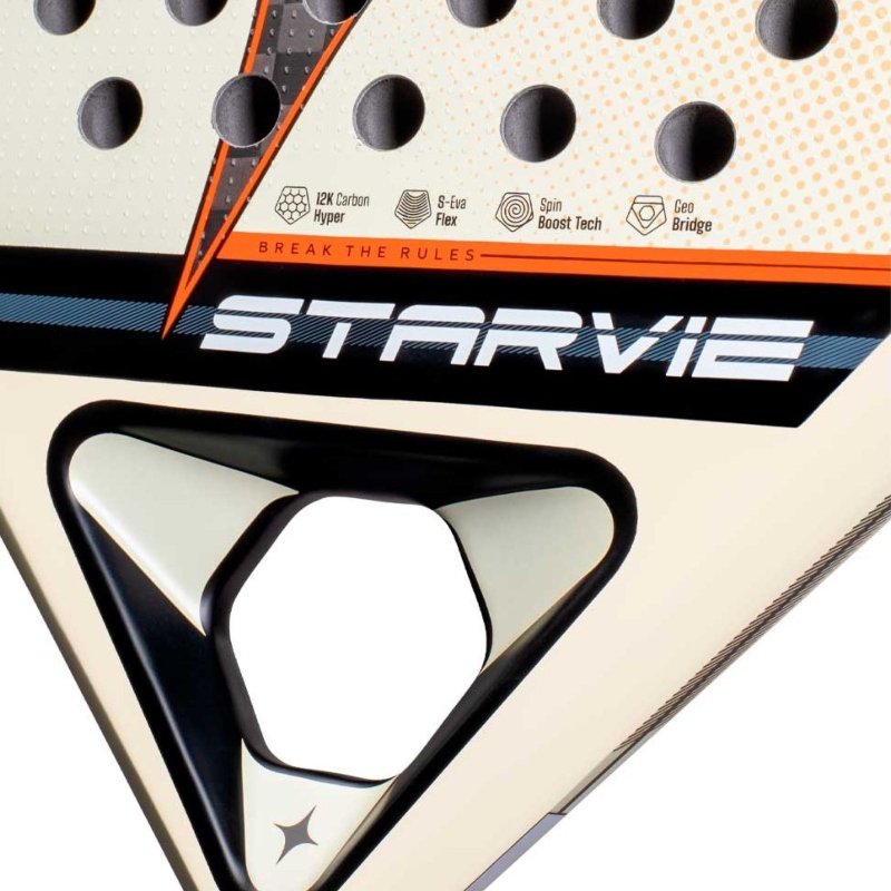 Star Vie Kenta padel racket +– a professional teardrop-shaped padel racket with 3K Carbon, Pro 50 EVA, Hex Tech and Noene Inside for precise control, power and comfort.