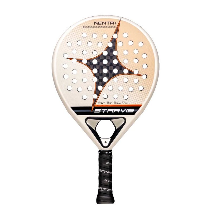 Star Vie Kenta padel racket +– a professional teardrop-shaped padel racket with 3K Carbon, Pro 50 EVA, Hex Tech and Noene Inside for precise control, power and comfort.