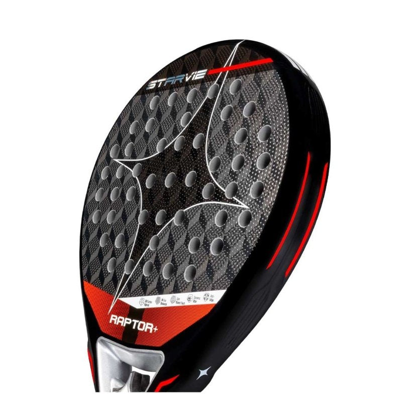 Padel racket Star Vie Raptor +– professional padel racket with a round shape, 12K Carbon, Soft 30 EVA, Full Plane Effect and Noene Inside for maximum control, comfort and spin.