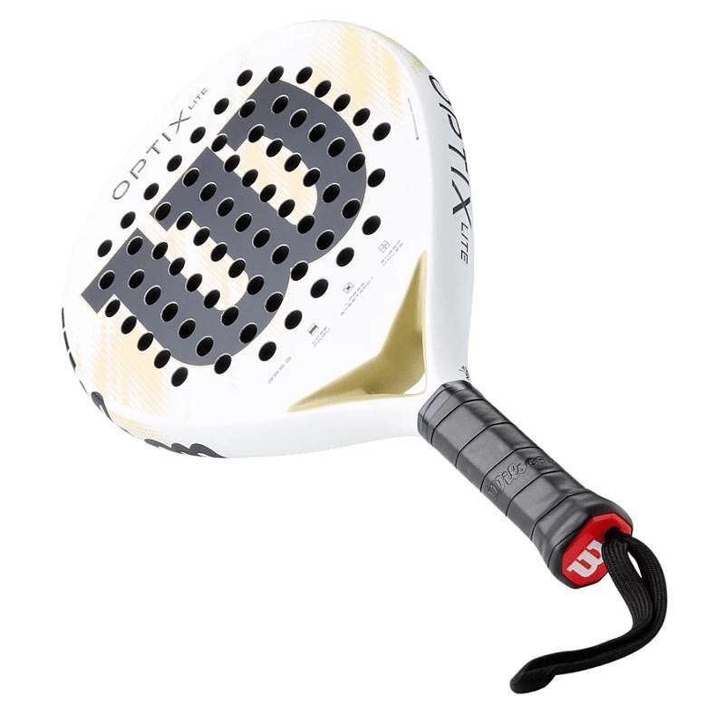 Rachetă de padel Wilson Optix V2 Lite White – o rachetă ușoară, comodă și manevrabilă de padel pentru începători, cu sweet spot mare.