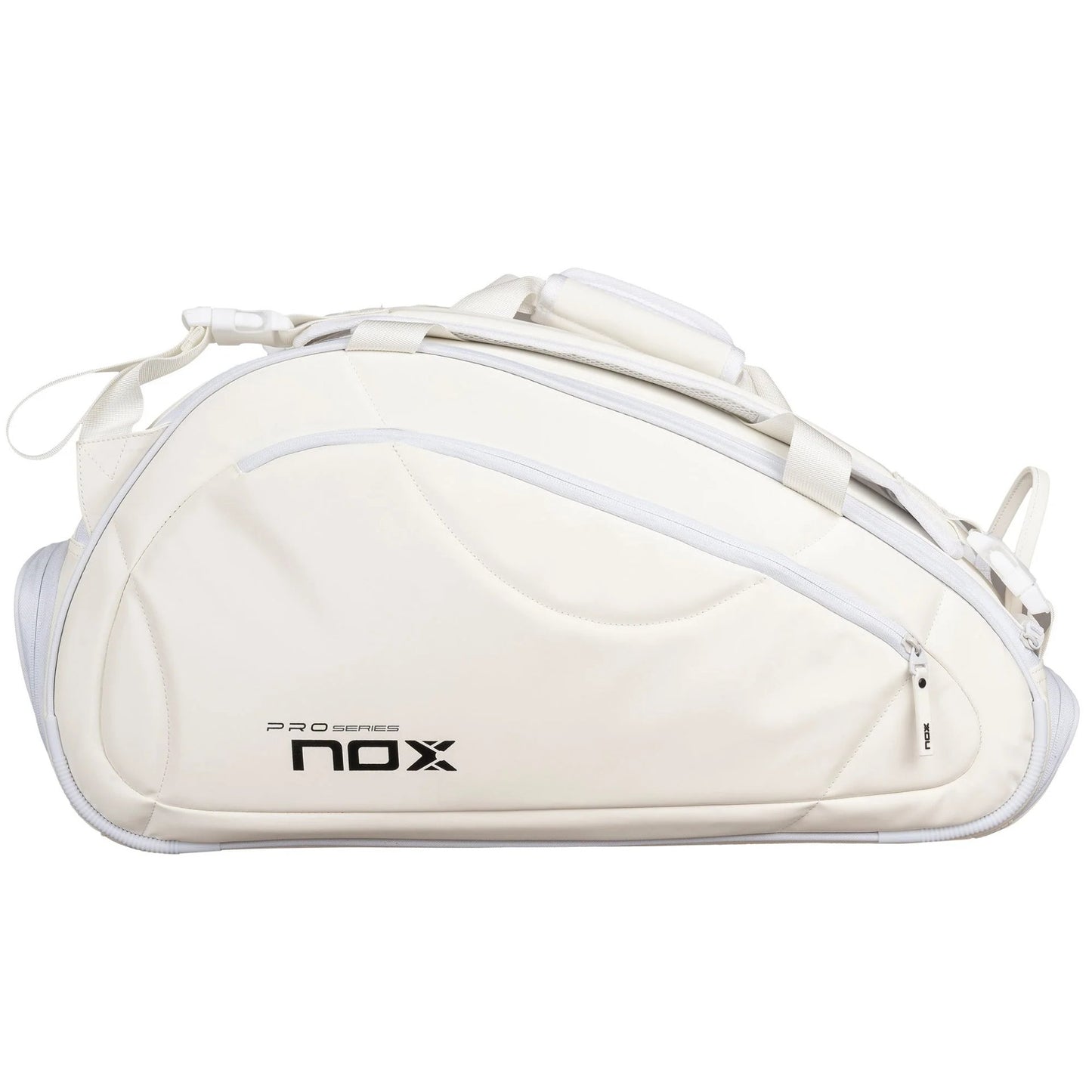 NOX Pro Series White padel bag – a stylish sports bag in white with a thermal compartment, shoe compartment, and space for up to 3 padel rackets.