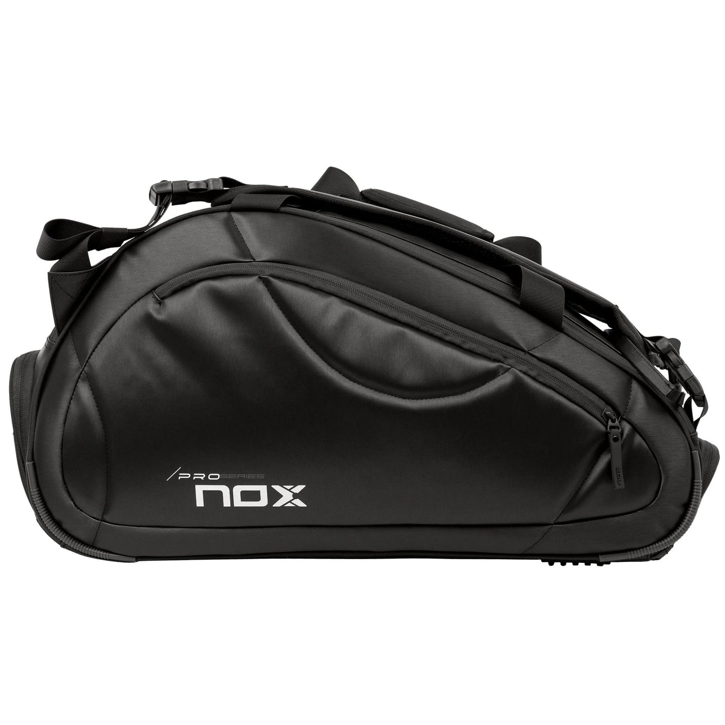 NOX Pro Series Black padel bag – a stylish sports bag in camel color with a thermal compartment, shoe compartment, and space for up to 3 padel rackets.
