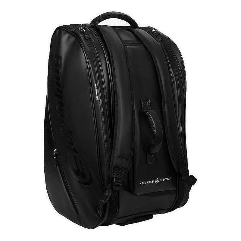 Bullpadel Casual Black padel thermal bag - thermal compartments for 4 rackets, ventilated shoe pocket, synthetic leather