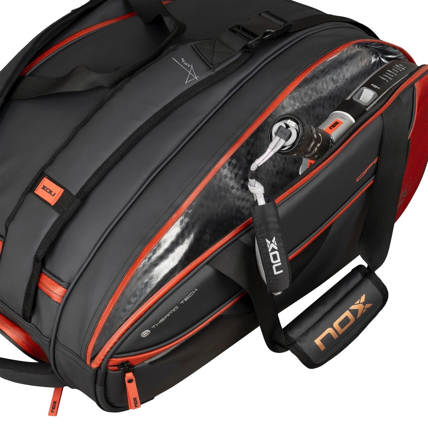 Nox Luxury Open 24 Red padel thermal bag with ThermoTech protection and space for 3 rackets
