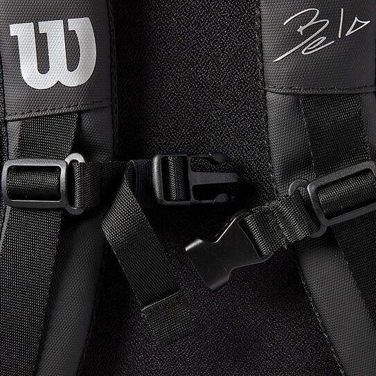 Padel thermal bag Wilson Bela DNA Super Tour – black insulated thermal padel bag by Wilson with signatures and adjustable straps