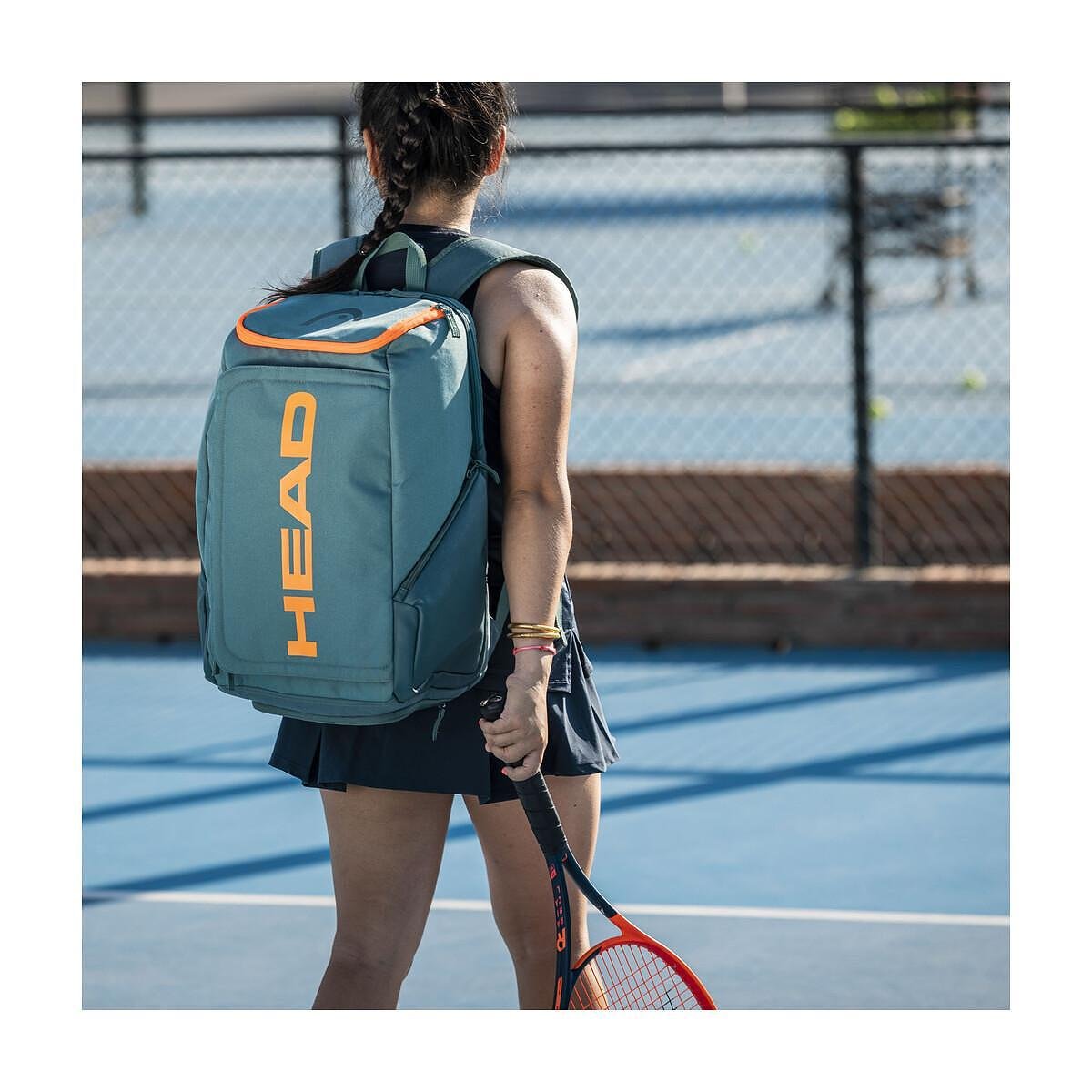 Раница Head Pro 28L Dark Cyan/Fluo Orange за тенис и падел, стилна и функционална раница Head с отделение за ракета