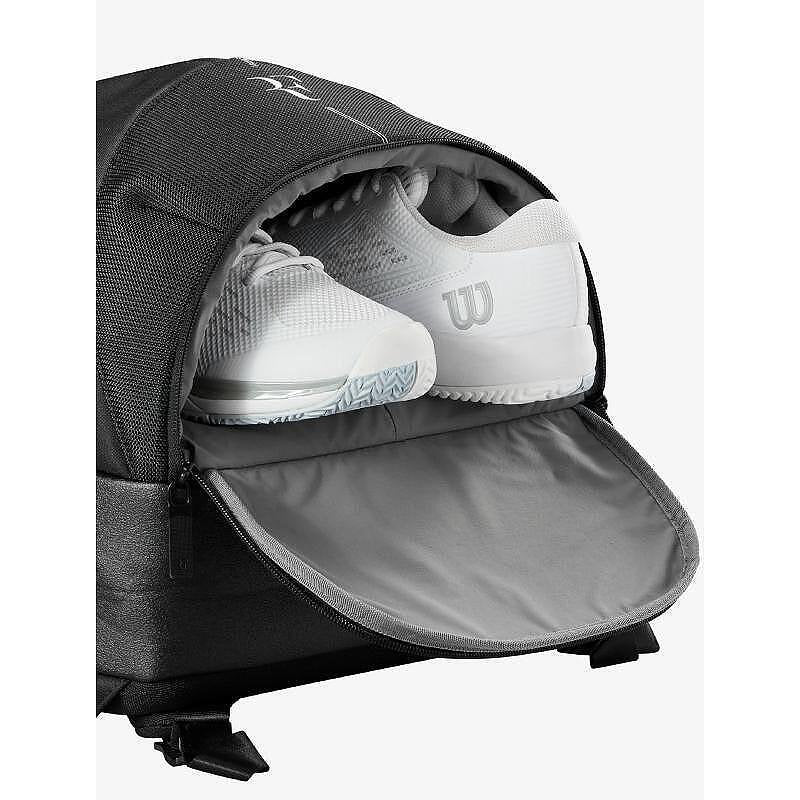 Wilson RF Roger Federer backpack with a shoe compartment and space for 2 rackets, a stylish tennis backpack for travel