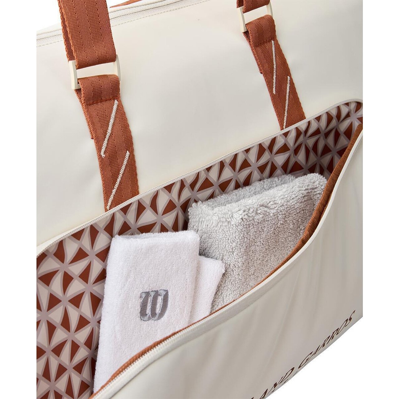 Wilson Roland Garros 2025 Large bag - cream, clay – stylish tennis bag for rackets, gear and travel