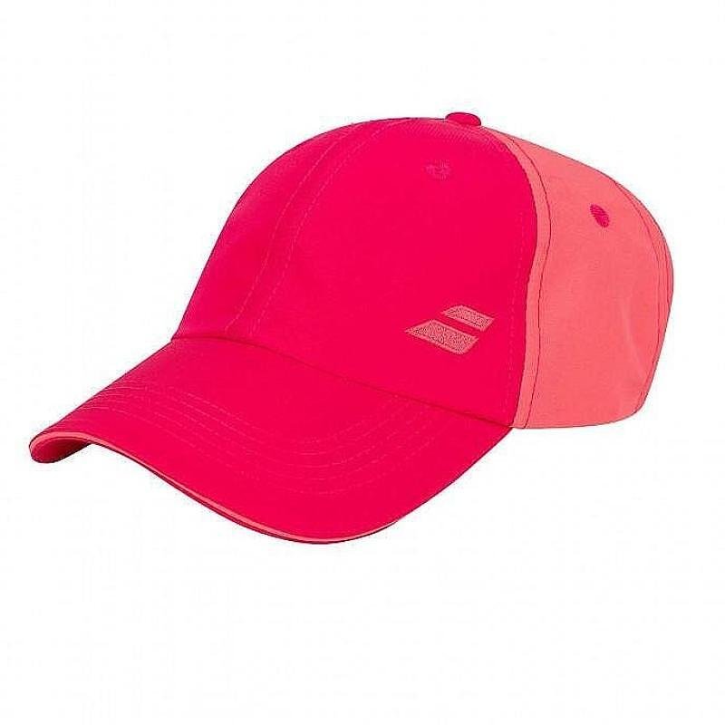 Шапка Babolat BASIC LOGO CAP - red rose, лека розова спортна шапка от 100% полиестер за тенис и падел