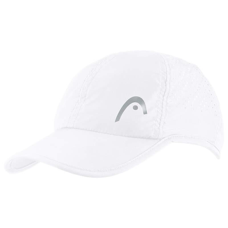 Шапка HEAD Pro Player / 287124 WH - лека бяла шапка за тенис и падел с дишащи перфорации и велкро регулиране
