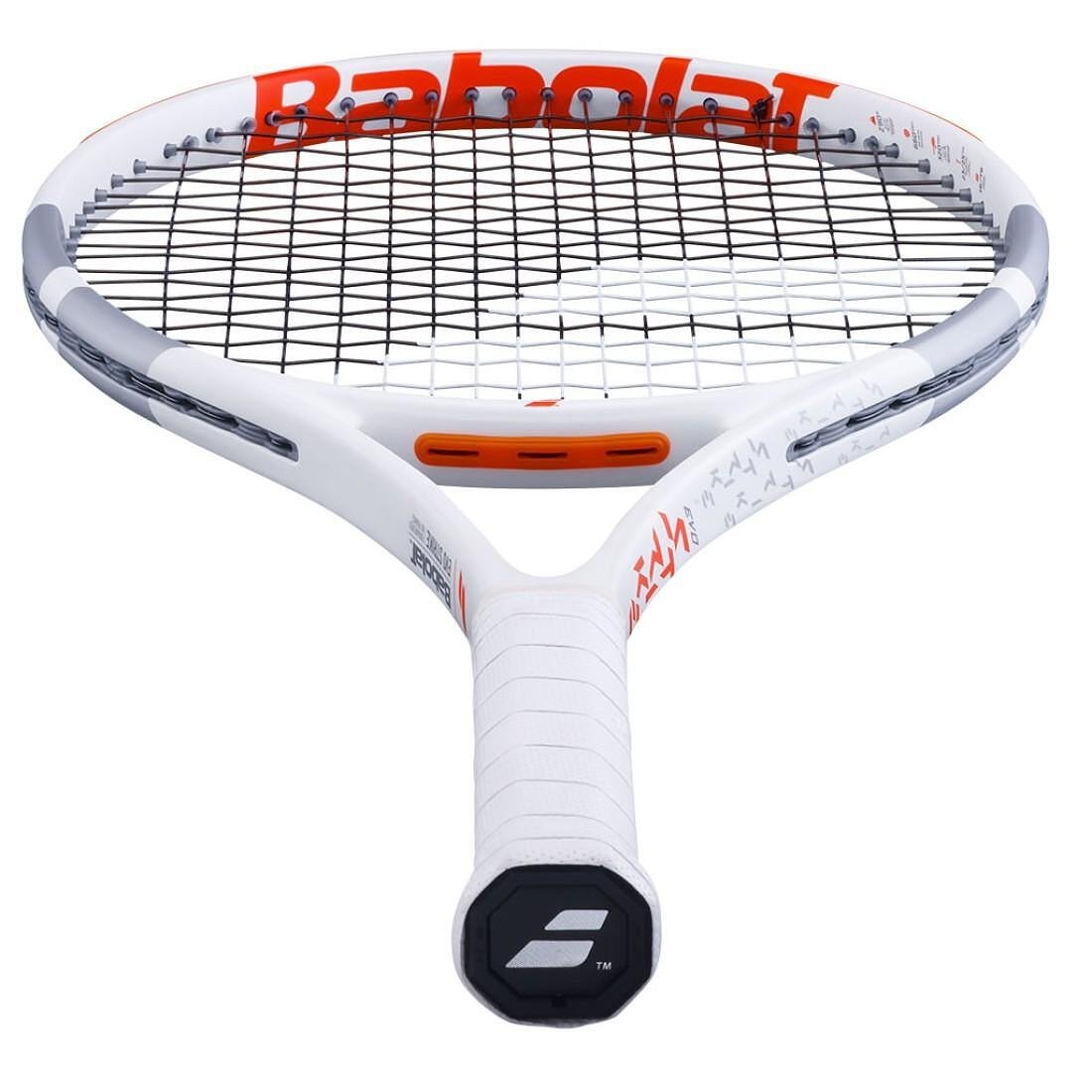 Rachetă de tenis Babolat Evo Strike cu design elegant alb pentru putere, confort și control