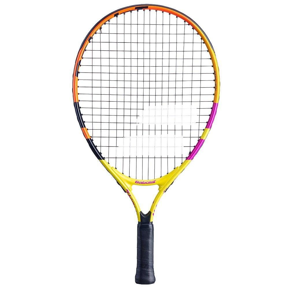 Rachetă de tenis Babolat Nadal Junior 19 pentru copii, o rachetă ușoară și colorată pentru tinerii talentați începători la tenis.