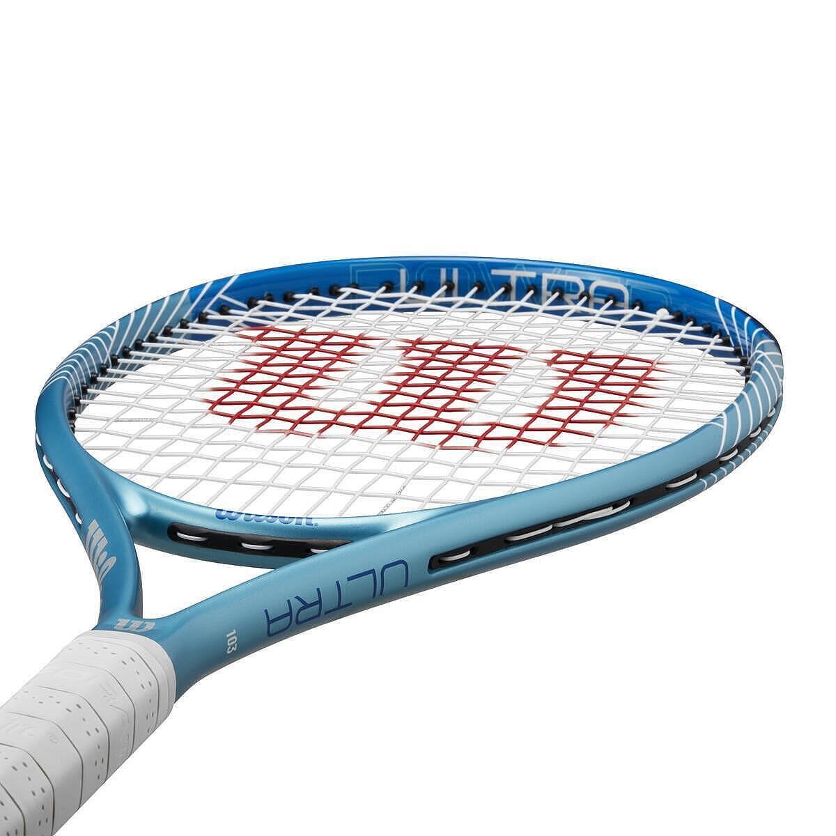 Rachetă de tenis Wilson Ultra Power 103 Tns în albastru, rachetă de tenis puternică și confortabilă pentru un spin și un control mai bune
