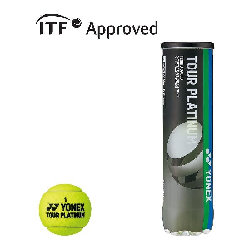 Тенис топки Yonex TOUR PLATINUM x4, ITF одобрени за комфорт и издръжливост на всички настилки.