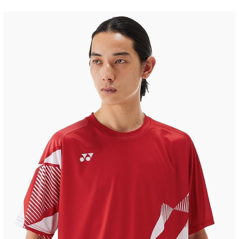 Yonex 16744 Unisex Tango Red T-shirt, red sports Yonex T-shirt for tennis gear and tennis shop