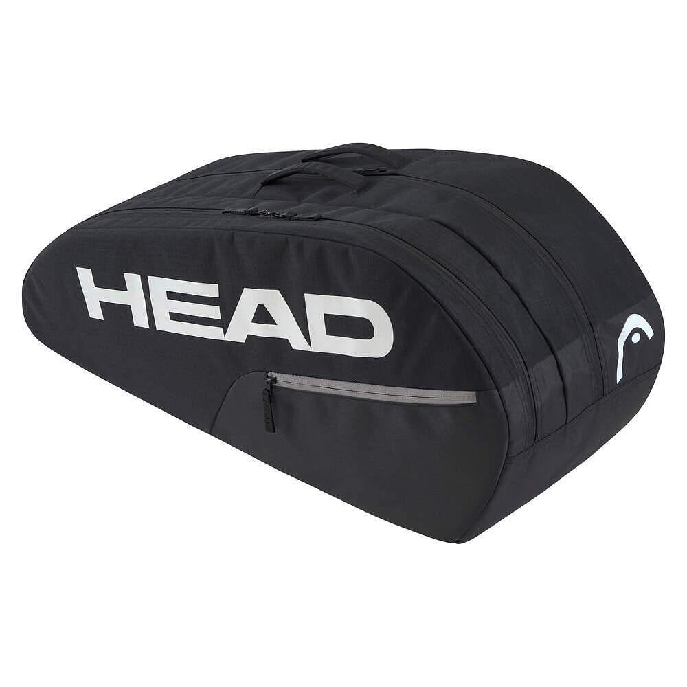 Термобег HEAD Base M Black - 6 ракети, черен тенис сак с подсилена конструкция и джоб за аксесоари