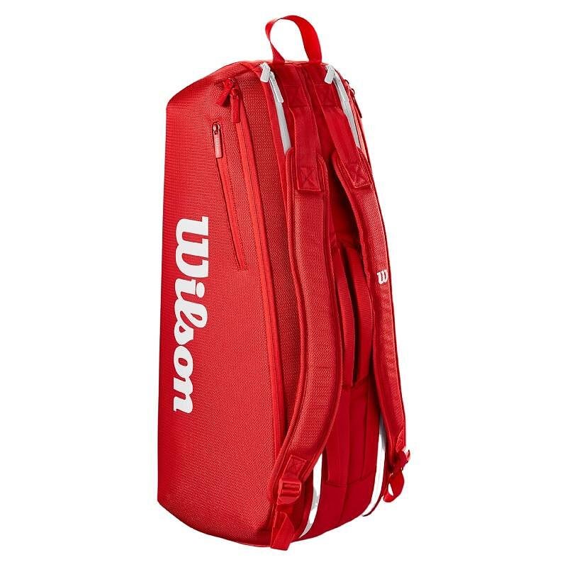 Термобег Wilson Super Tour 2025 - 9 ракети, червен тенис сак Wilson с термозащитно отделение и раница