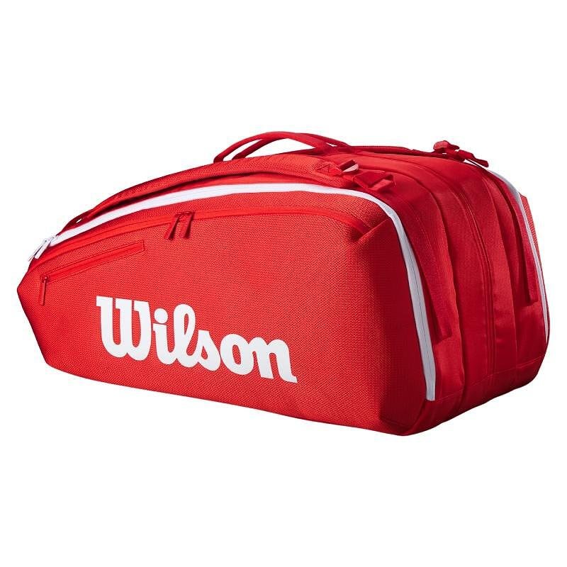 Термобег Wilson Super Tour 2025 - 9 ракети, червен тенис сак Wilson с термозащитно отделение и раница