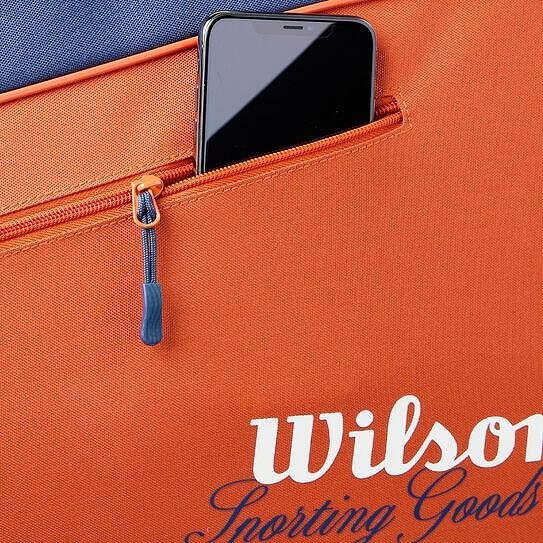 Wilson Team Roland Garros 2026 thermal bag - 3 racquets in orange, with an outer zip pocket and space for a phone