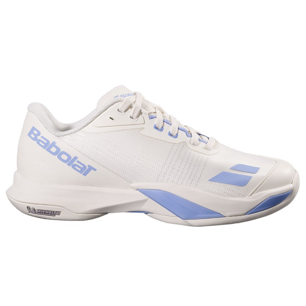 Women's Babolat JET Mach 4 AC W Cream/Lavender tennis shoes in AllCourt