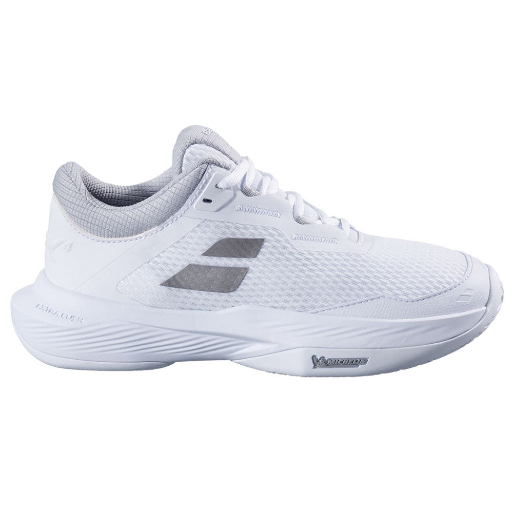 Women's Babolat SFX 4 All Court W White/Silver tennis shoes in AllCourt