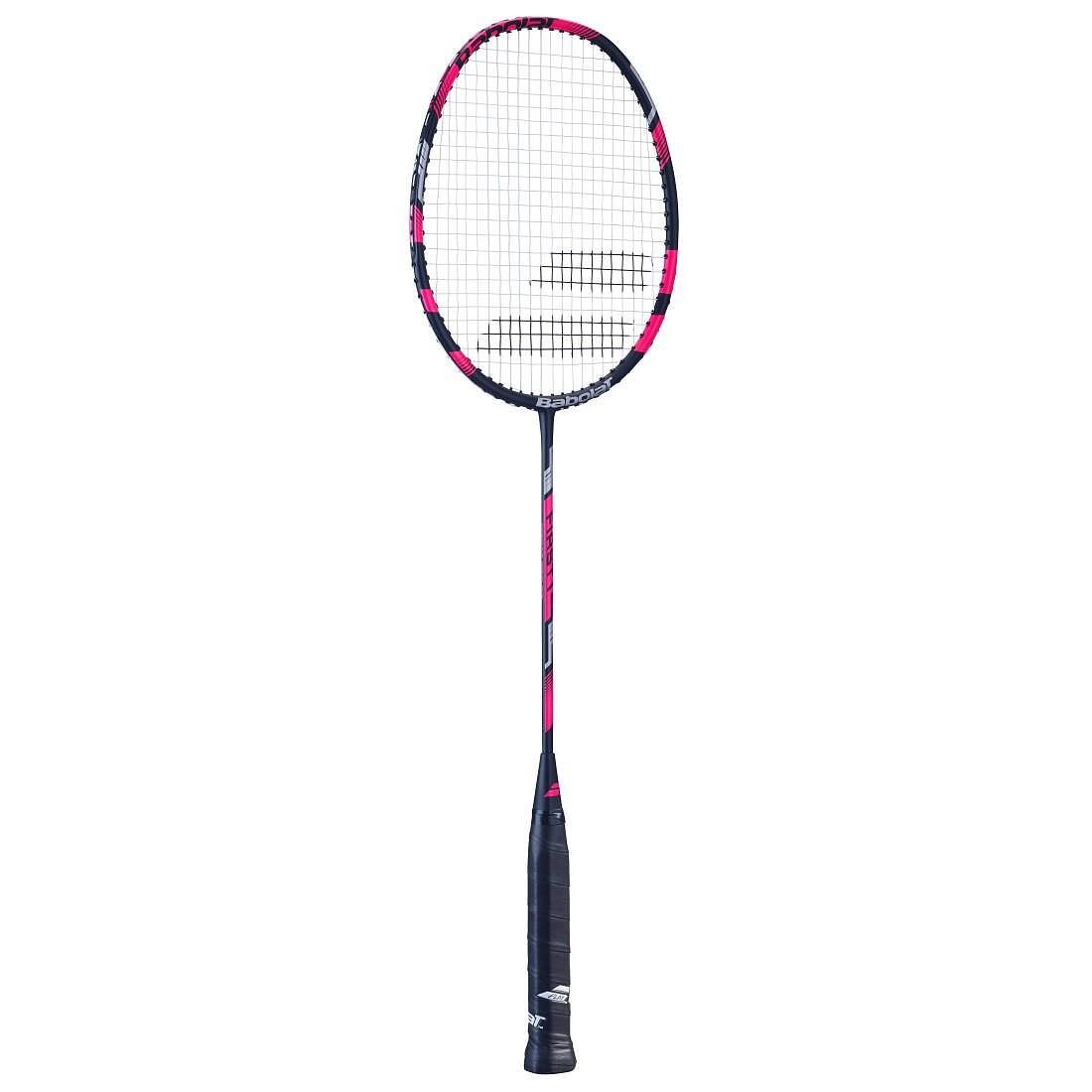 Badminton racket Babolat FIRST I Pink (strung) – light and maneuverable for beginner players, aluminum/graphite