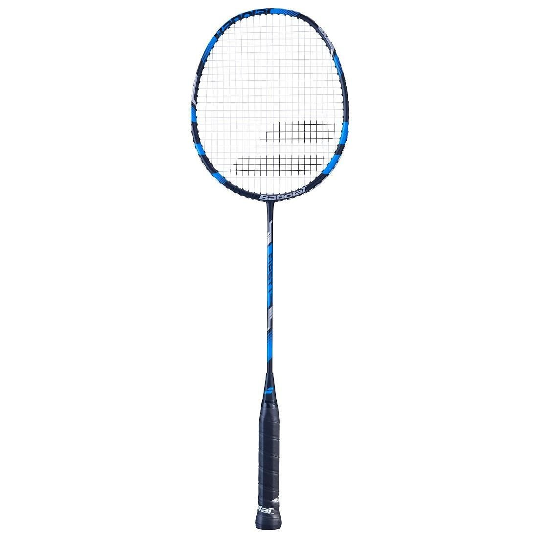 Badminton racket Babolat FIRST I Dark Blue (strung) - a lightweight aluminum/graphite racket for beginners with control and precise shots.