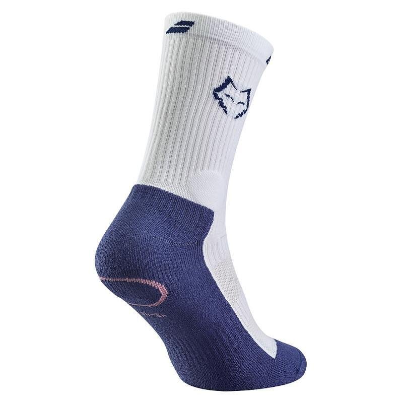 Babolat MID CALF LEBRON socks - white, estate blue for padel, comfort and style; related to padel rackets, padel racket and badminton rackets