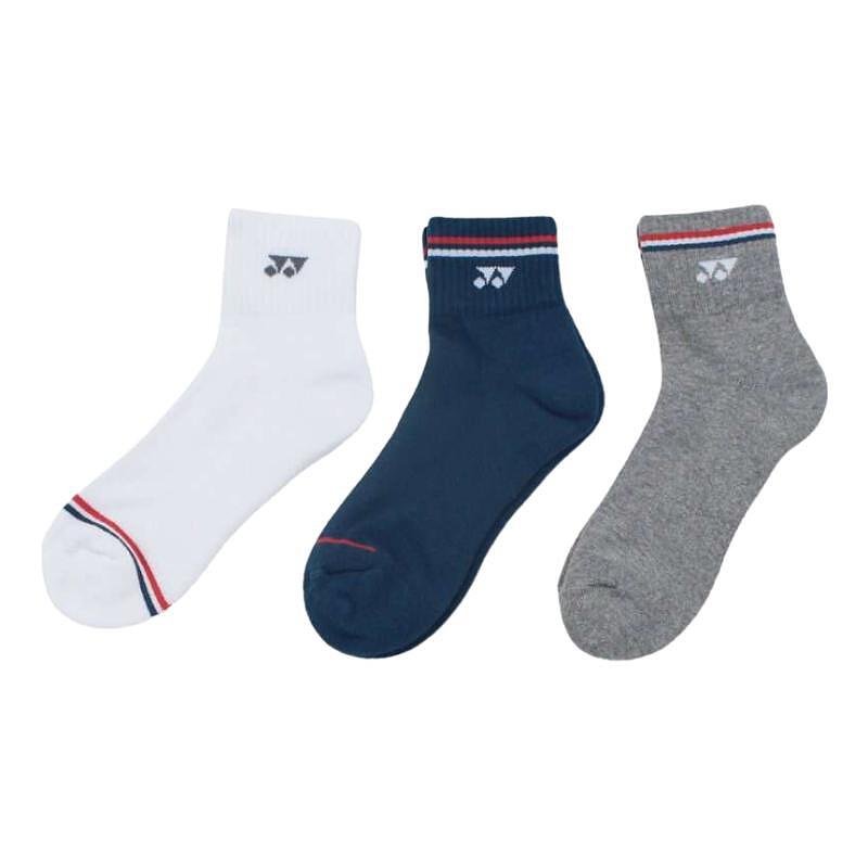 Șosete Yonex QUARTER 19222 - 3 perechi de șosete sportive Yonex în culorile alb, albastru închis și gri