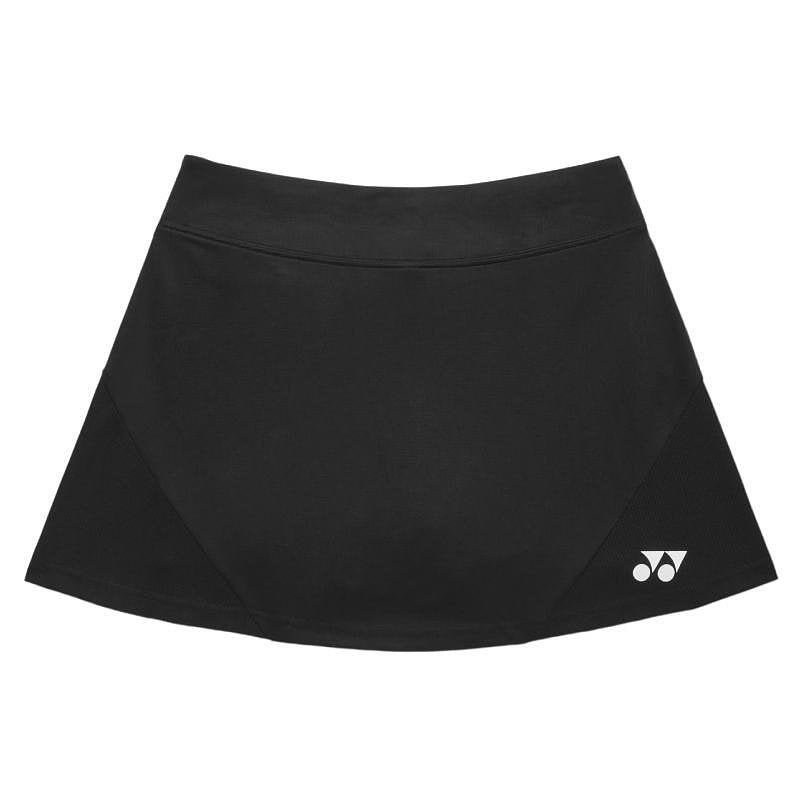 Fustă de copii Yonex 26194J (cu șort interior) Black, fustă sport neagră, elegantă, pentru badminton și tenis, cu confort și libertate de mișcare
