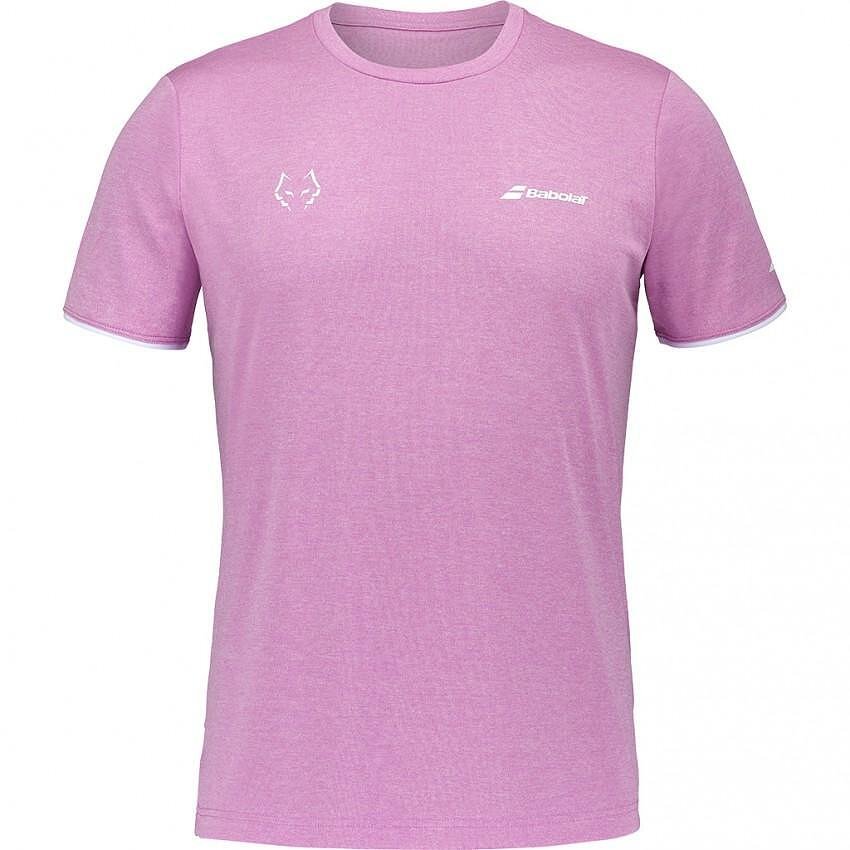 Tricou de bărbați Babolat CREW LEBRON PINK HTHR 2025 – tricou de padel elegant cu logo-ul El Lobo
